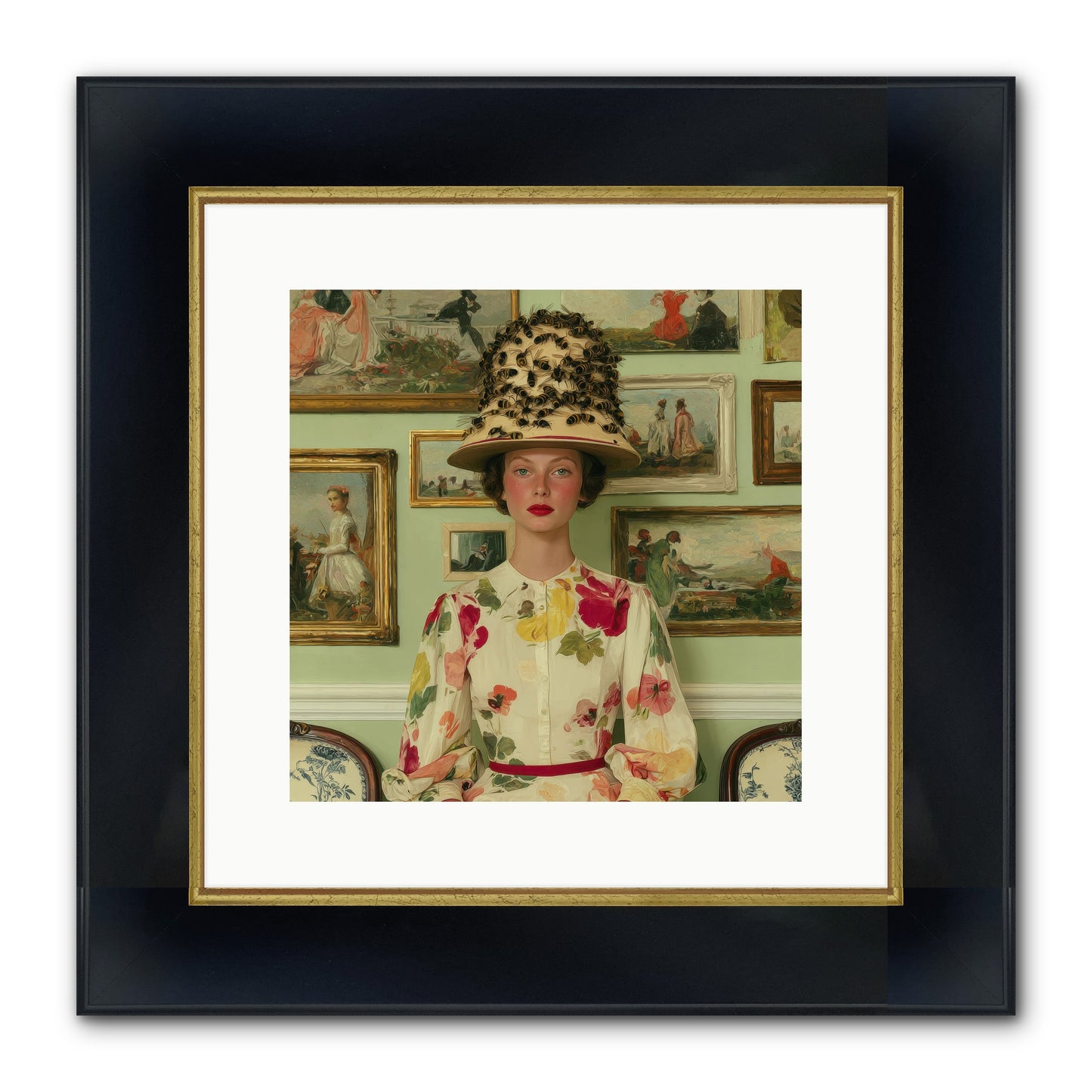 Letters From The Linen District Framed Print - Wide Black w/Gold 12x12