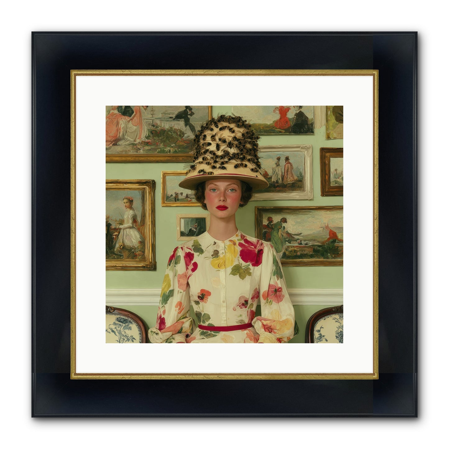 Letters From The Linen District Framed Print - Wide Black w/Gold 16x16