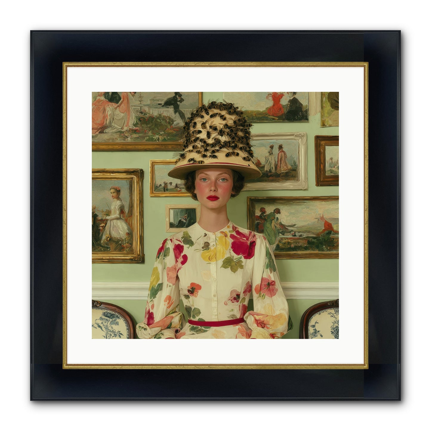 Letters From The Linen District Framed Print - Wide Black w/Gold 20x20