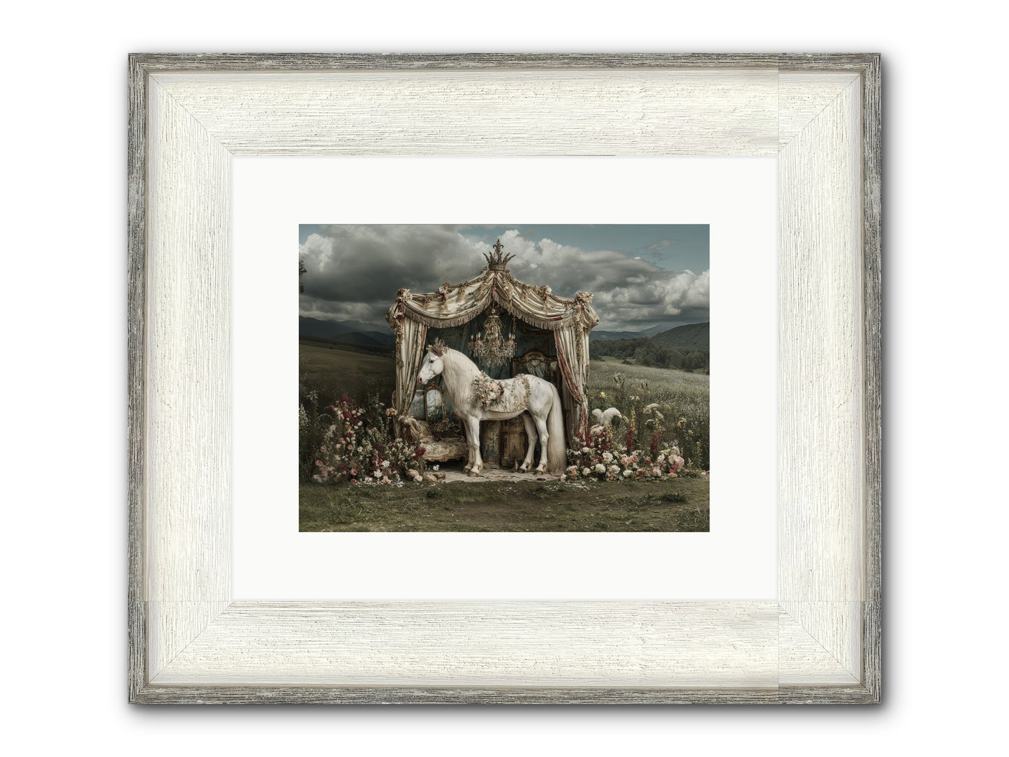 Letters In Rain Framed Print - Driftwood White 12x9