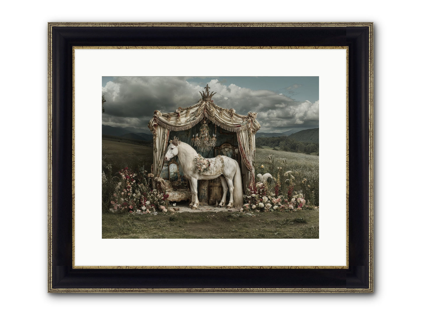 Letters In Rain Framed Print - Black & Gold 16x12