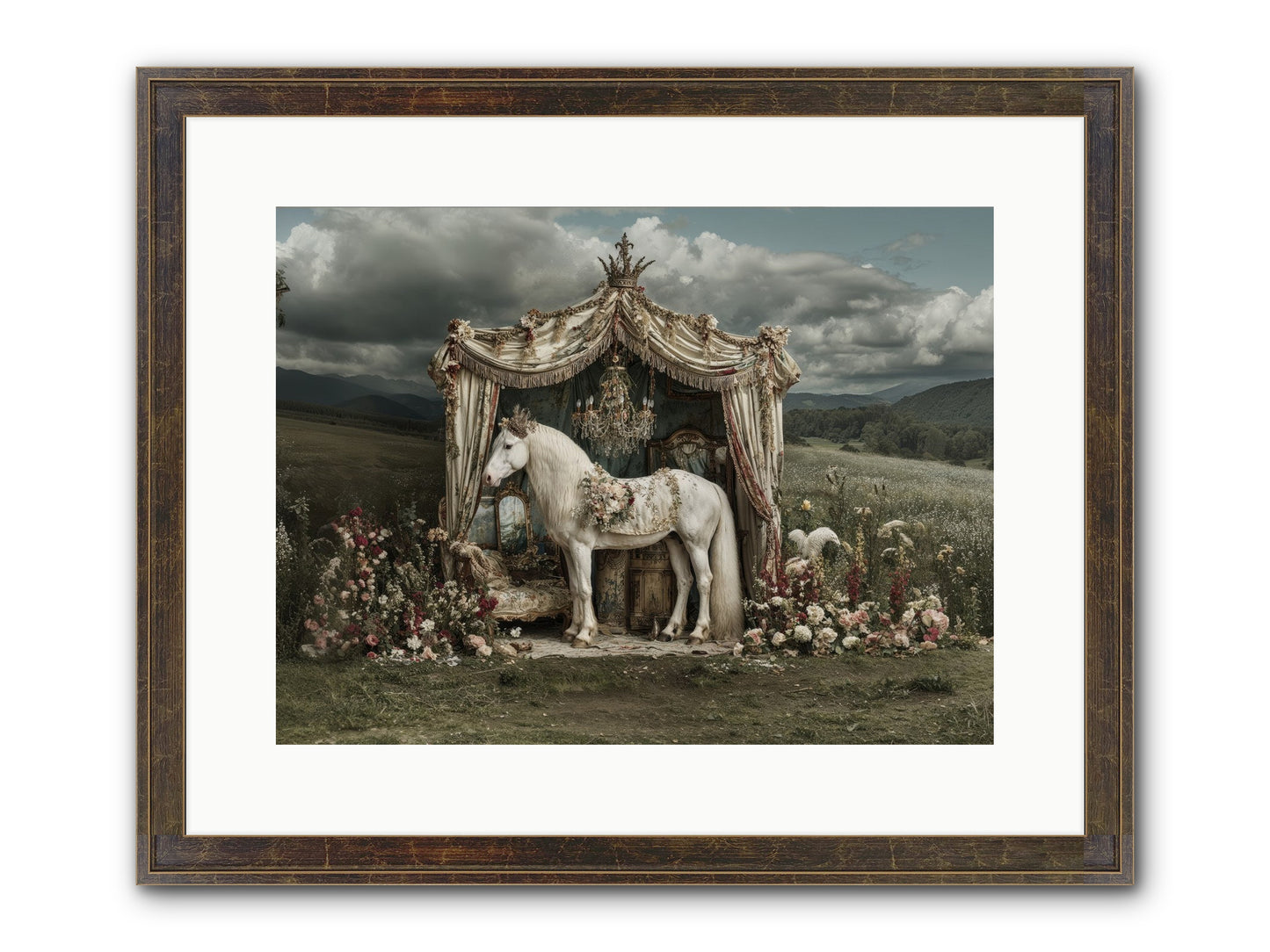 Letters In Rain Framed Print - Slimwoods Black/Gold 16x12