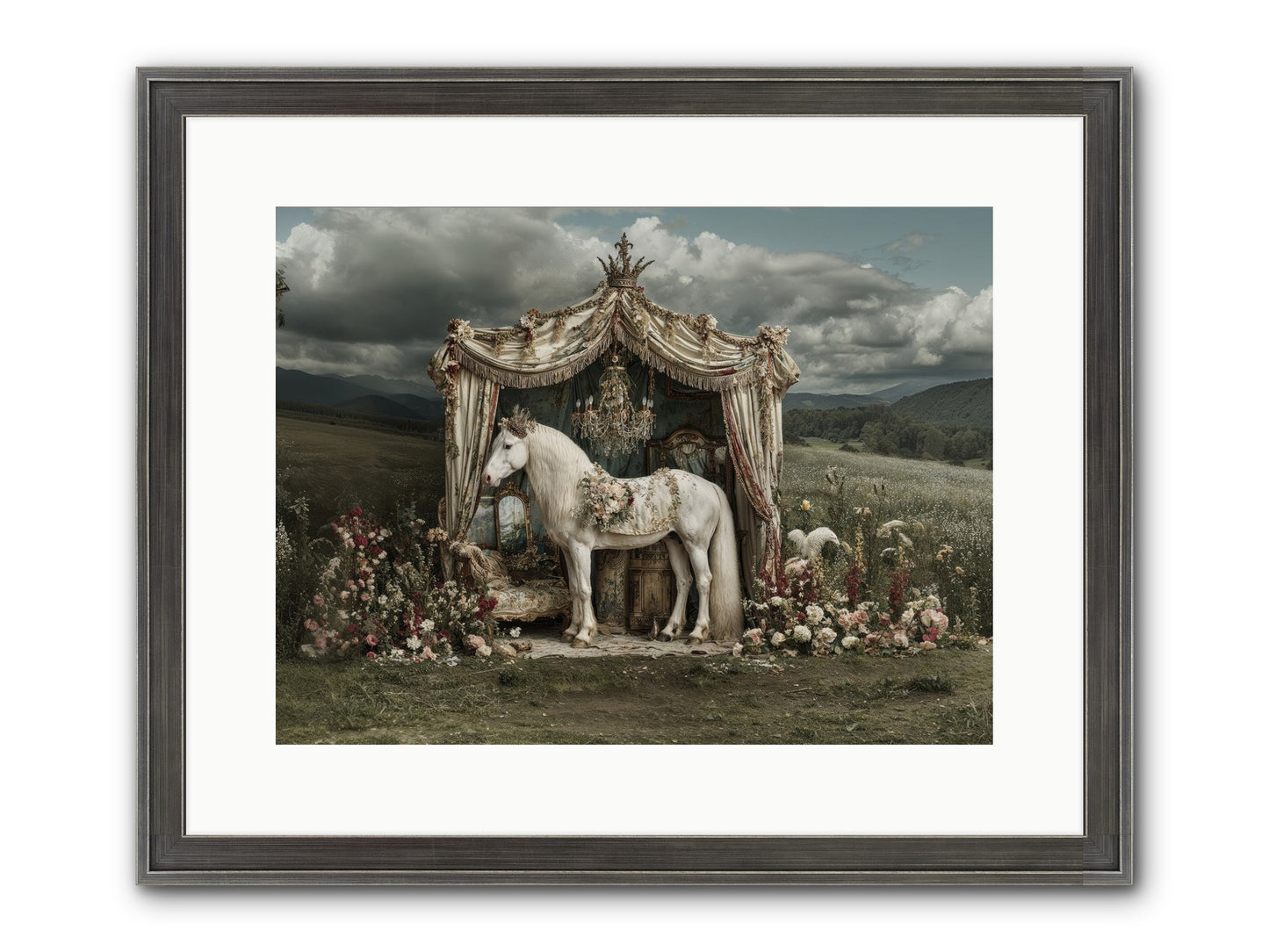 Letters In Rain Framed Print - Slimwoods Black/Silver 16x12