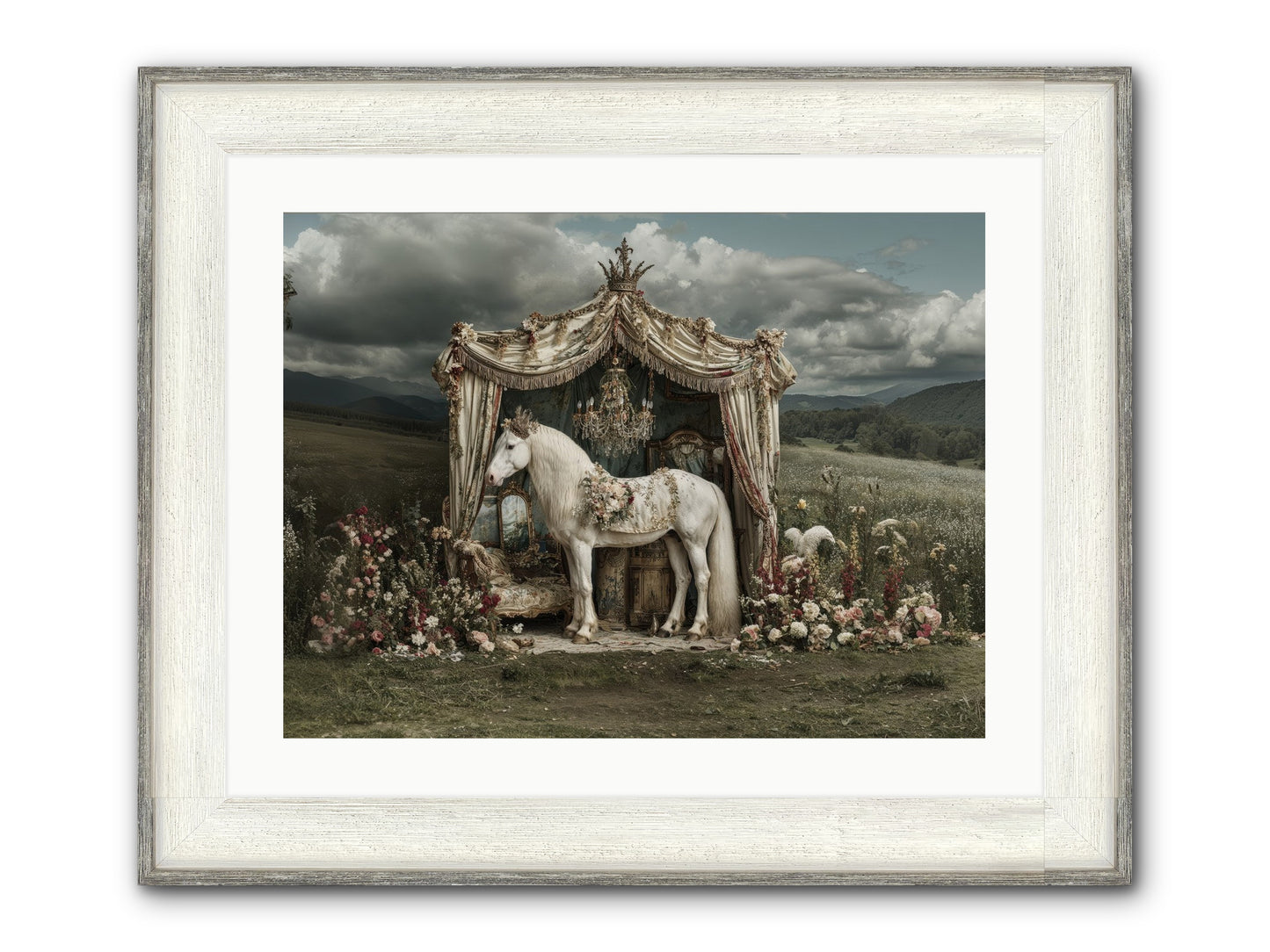 Letters In Rain Framed Print - Driftwood White 24x18