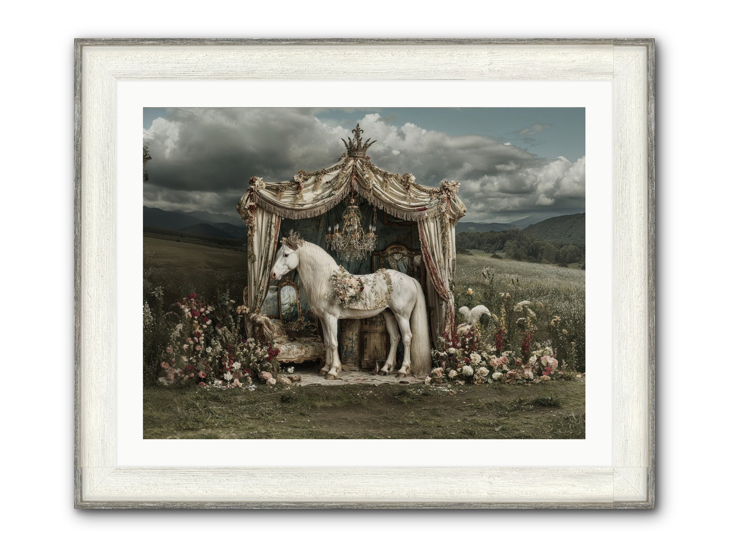 Letters In Rain Framed Print - Driftwood White 32x24