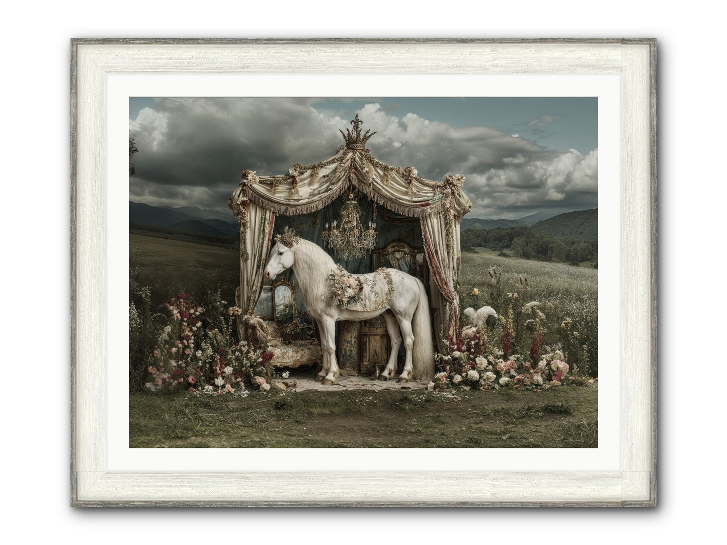 Letters In Rain Framed Print - Driftwood White 40x30