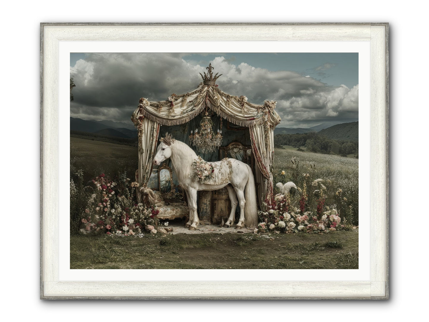 Letters In Rain Framed Print - Driftwood White 48x36