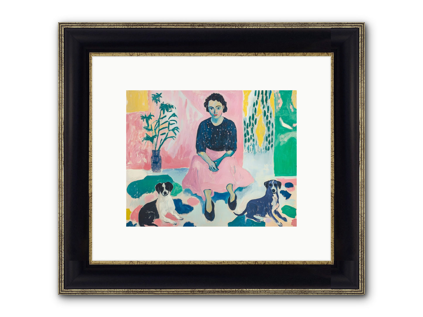 Library Confidants Framed Print - Black & Gold 10x8