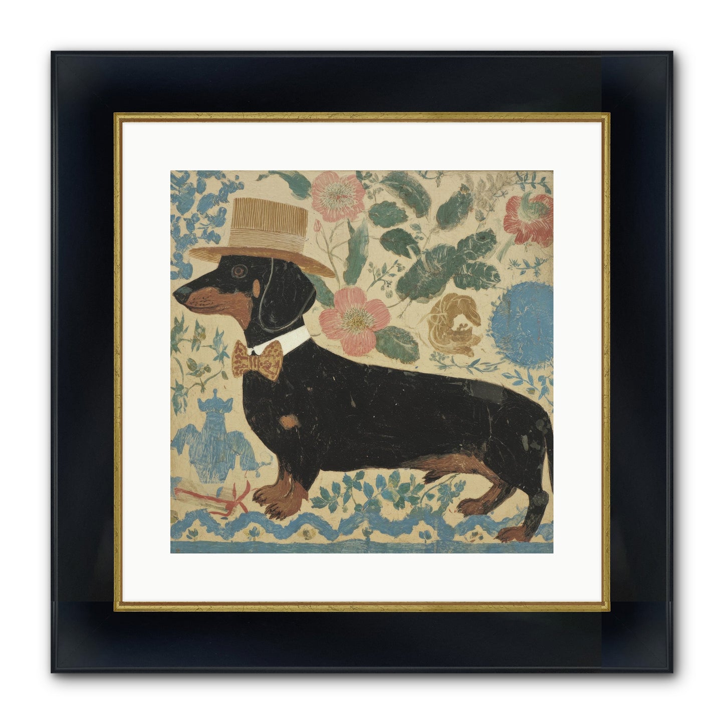 Lilac Boulevard Society Framed Print - Wide Black w/Gold 16x16