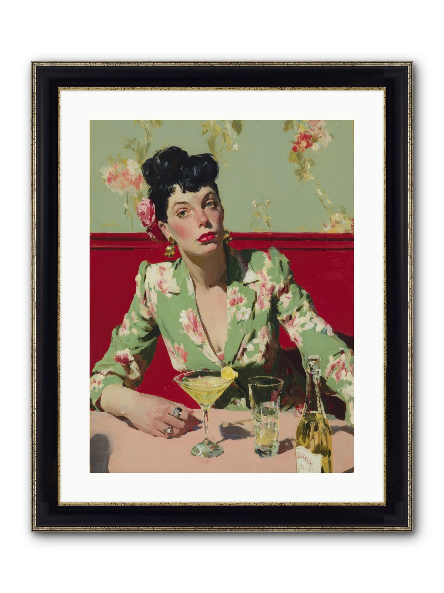 Lilies And Lipstick Framed Print - Black & Gold 18x24
