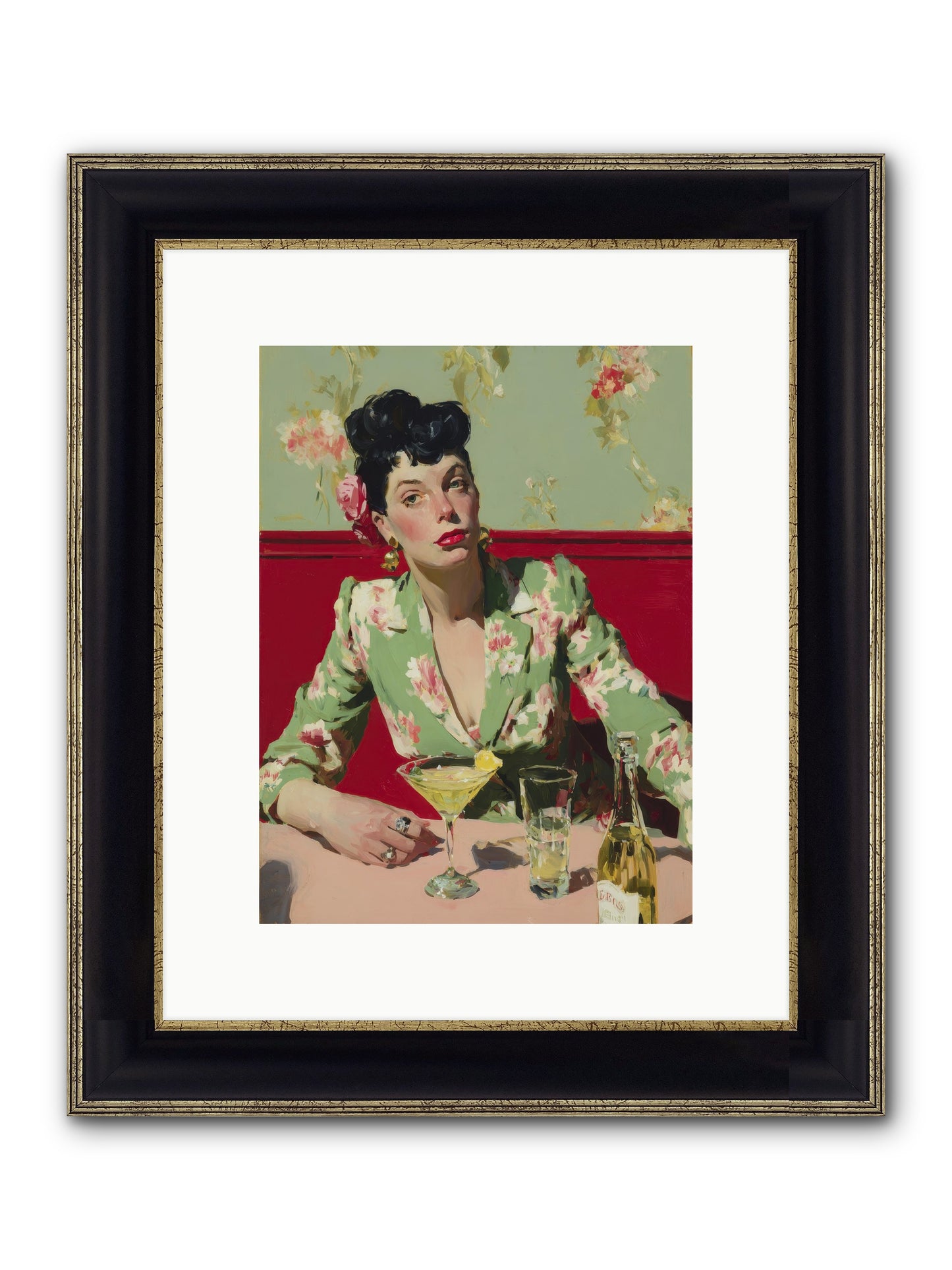 Lilies And Lipstick Framed Print - Black & Gold 9x12