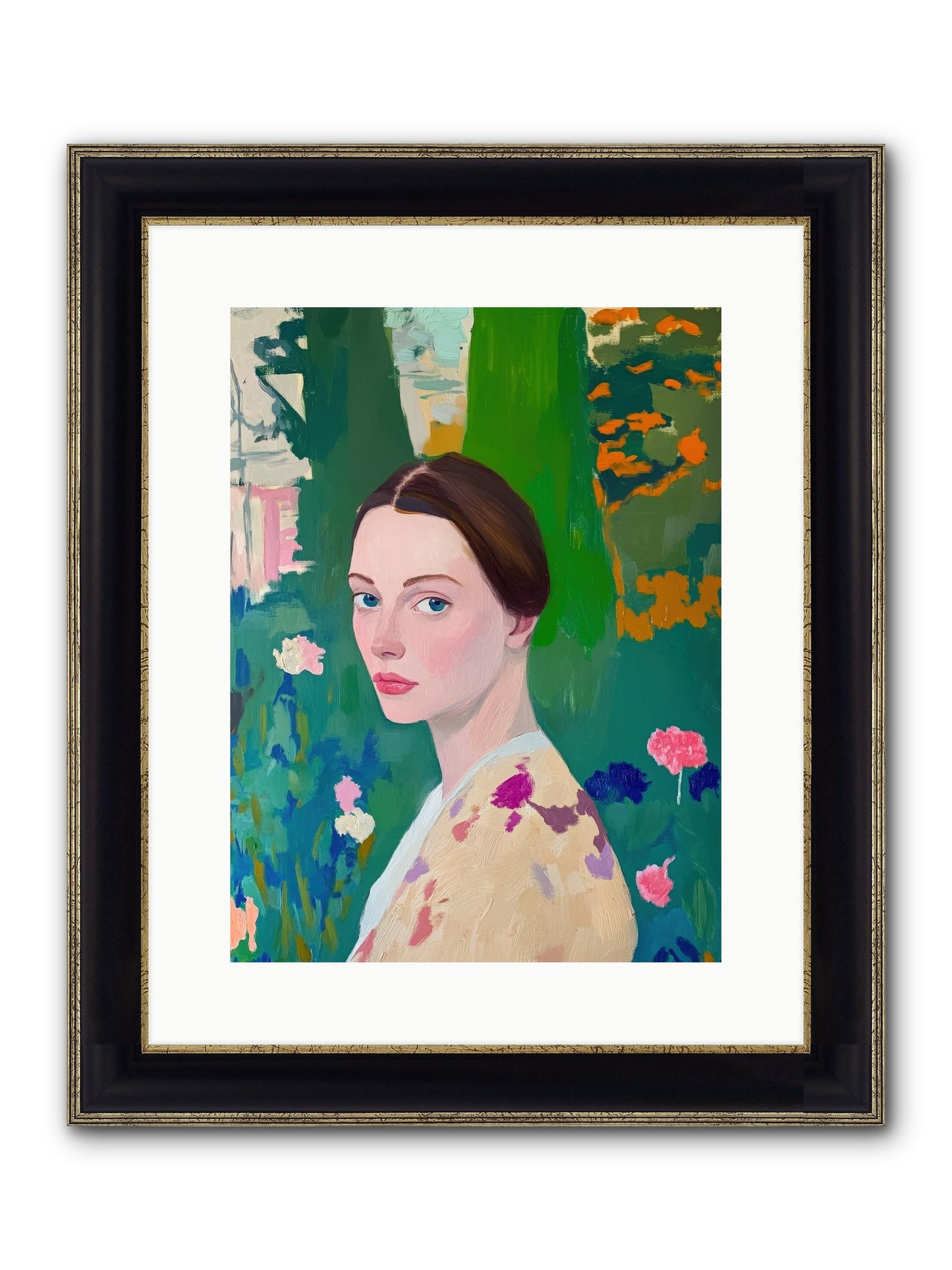 Lily Crane Framed Print - Black & Gold 12x16