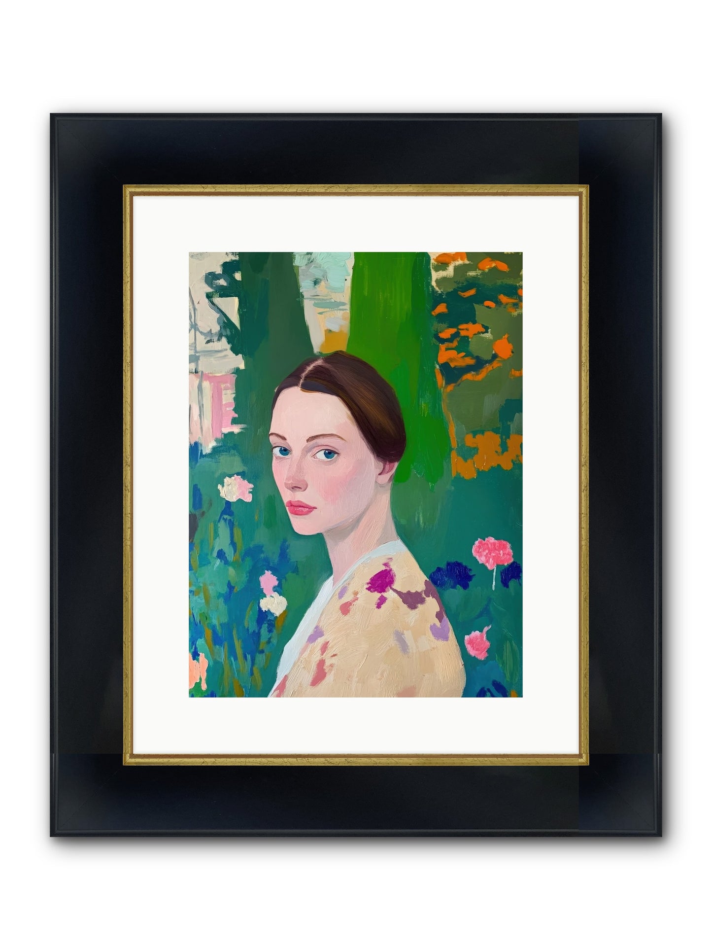 Lily Crane Framed Print - Wide Black w/Gold 12x16
