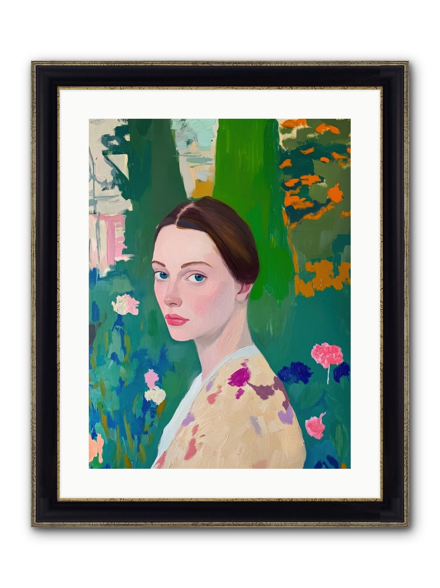Lily Crane Framed Print - Black & Gold 18x24