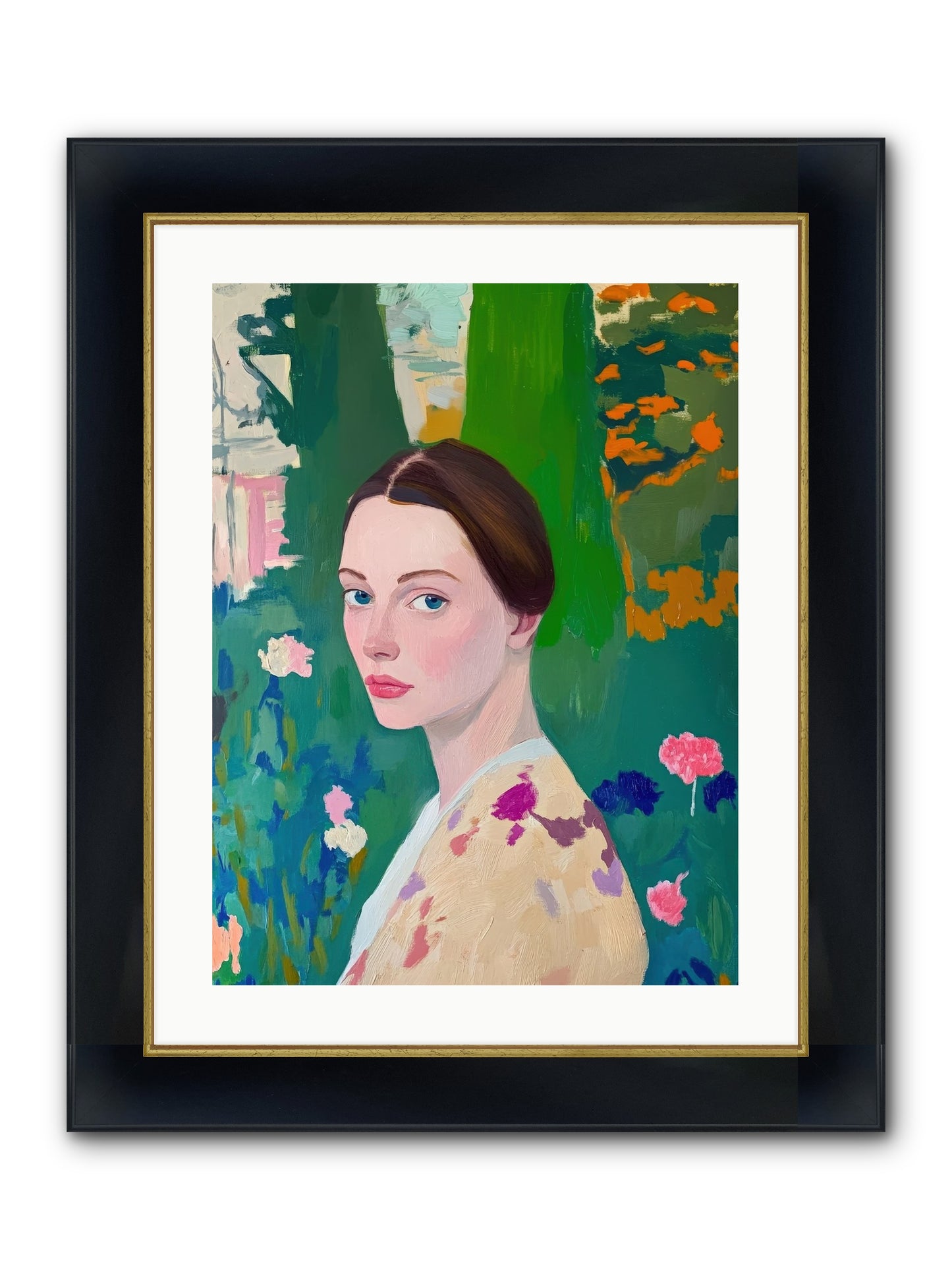 Lily Crane Framed Print - Wide Black w/Gold 18x24