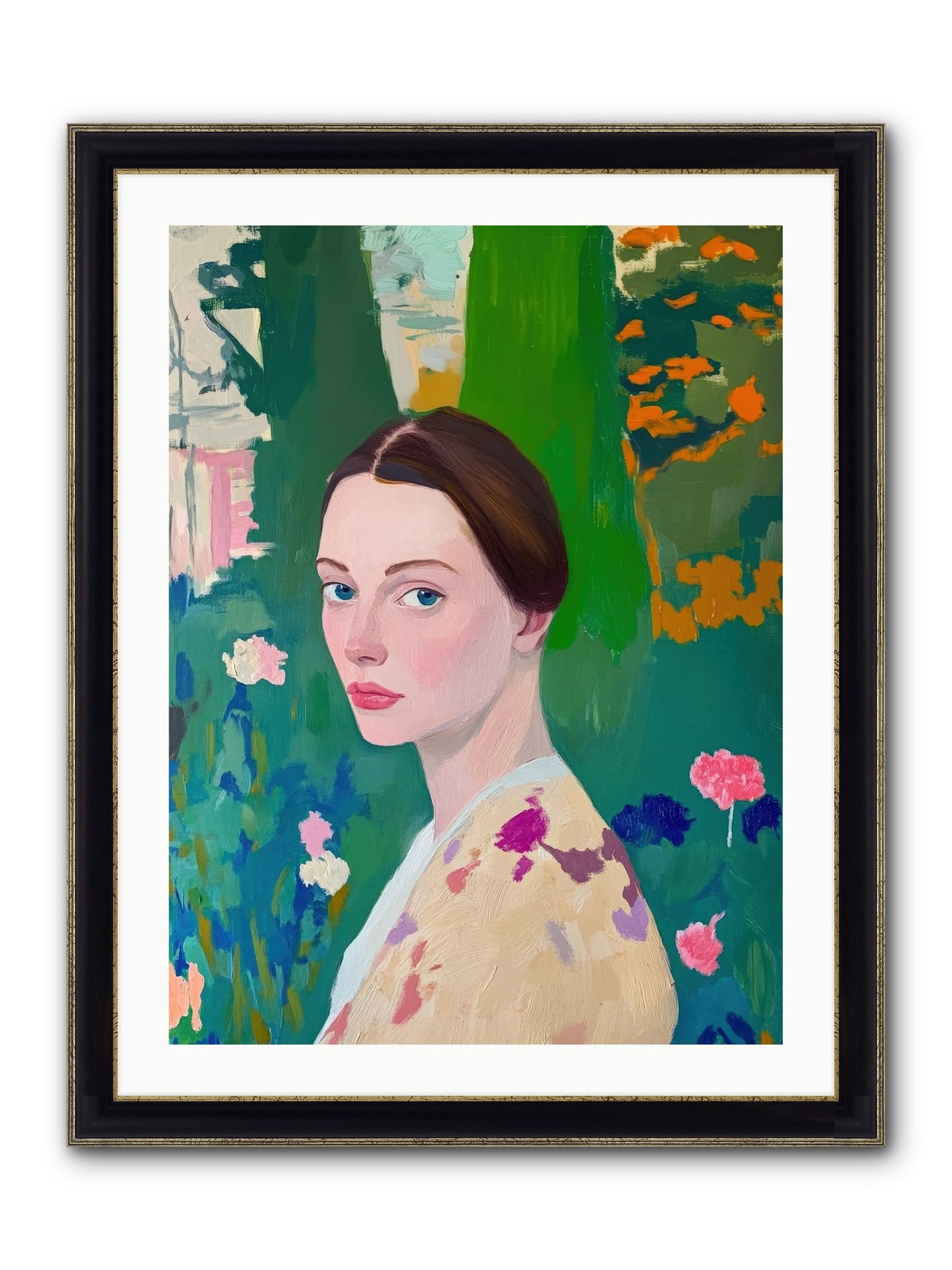Lily Crane Framed Print - Black & Gold 24x32