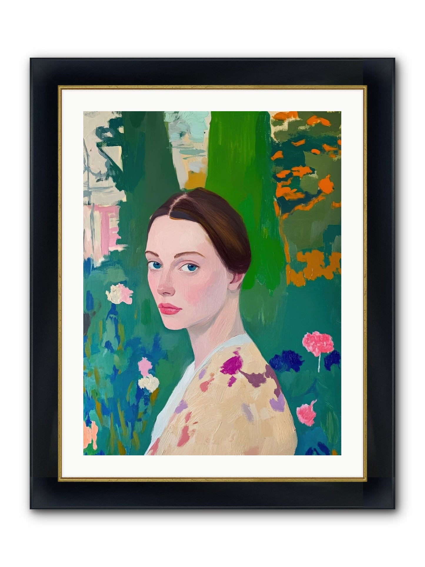 Lily Crane Framed Print - Wide Black w/Gold 24x32