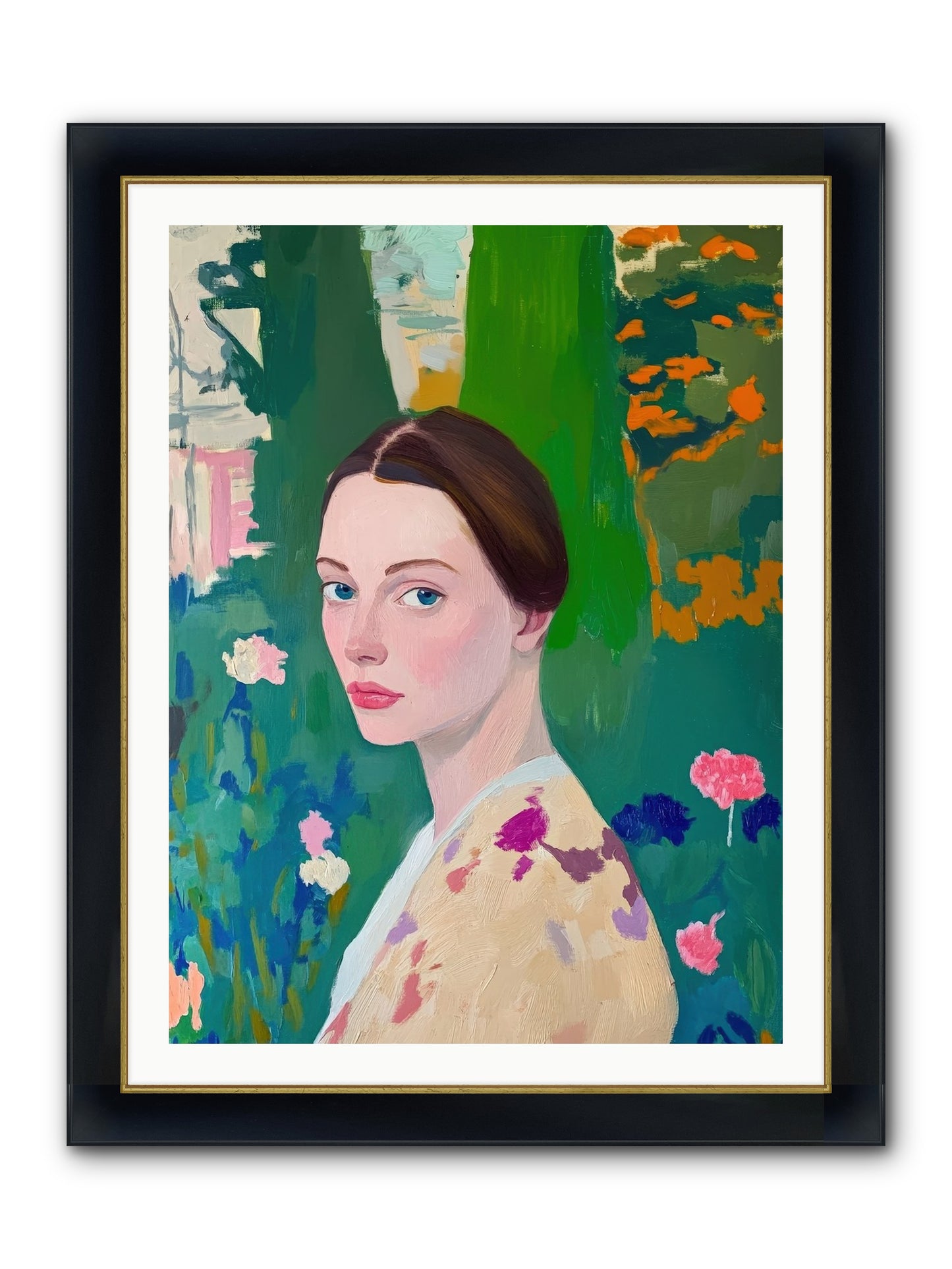 Lily Crane Framed Print - Wide Black w/Gold 30x40
