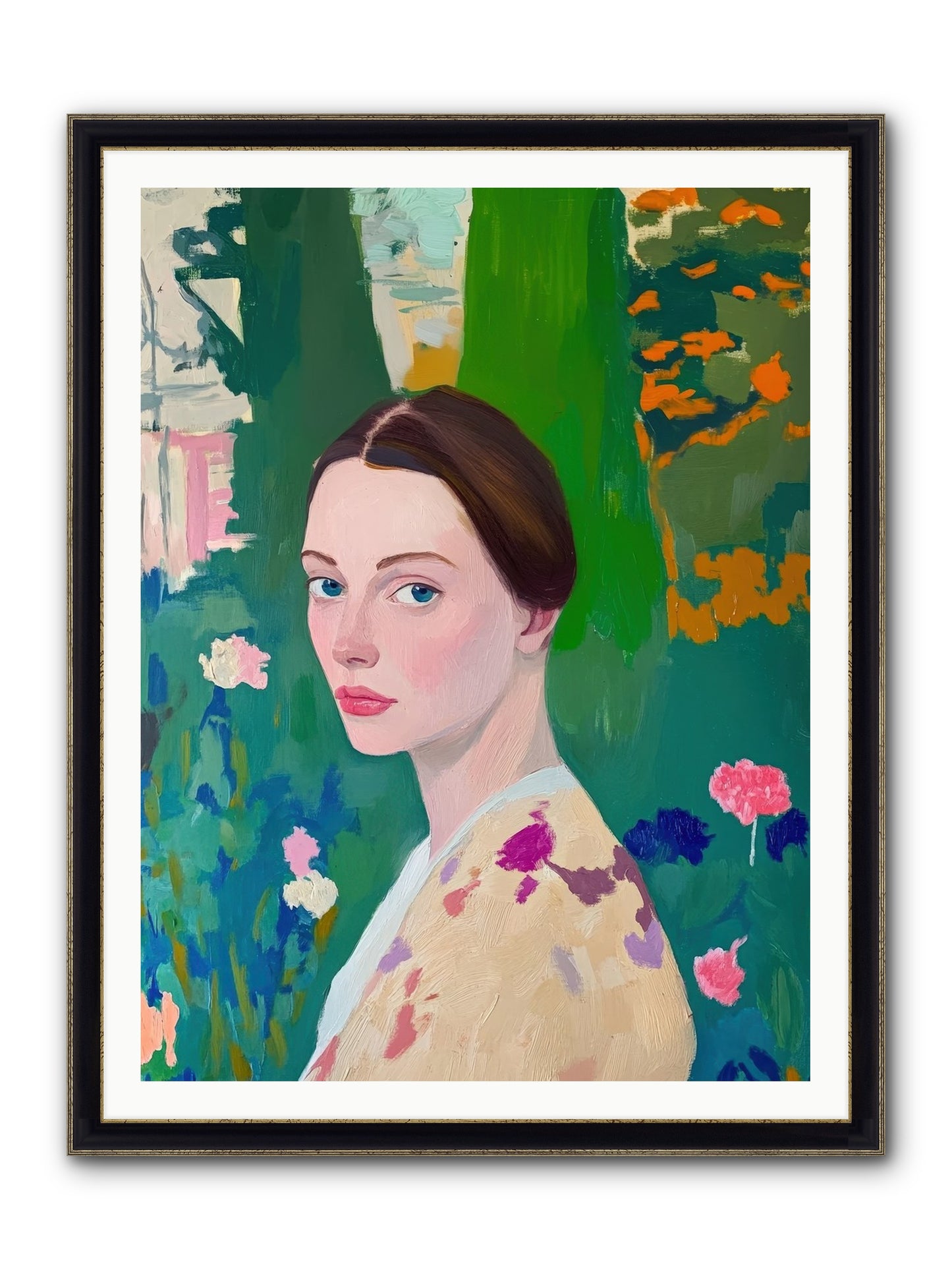 Lily Crane Framed Print - Black & Gold 36x48