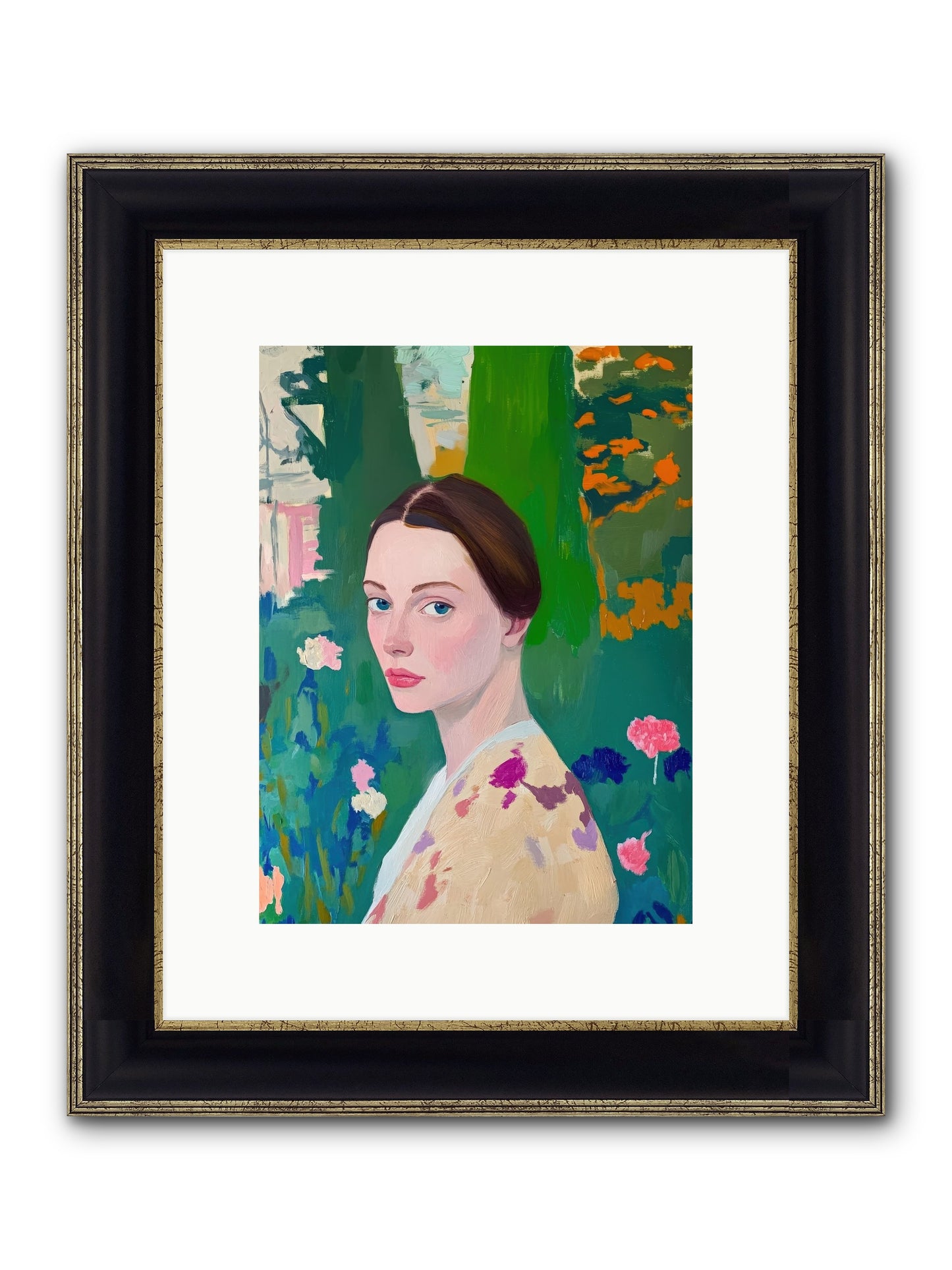 Lily Crane Framed Print - Black & Gold 9x12