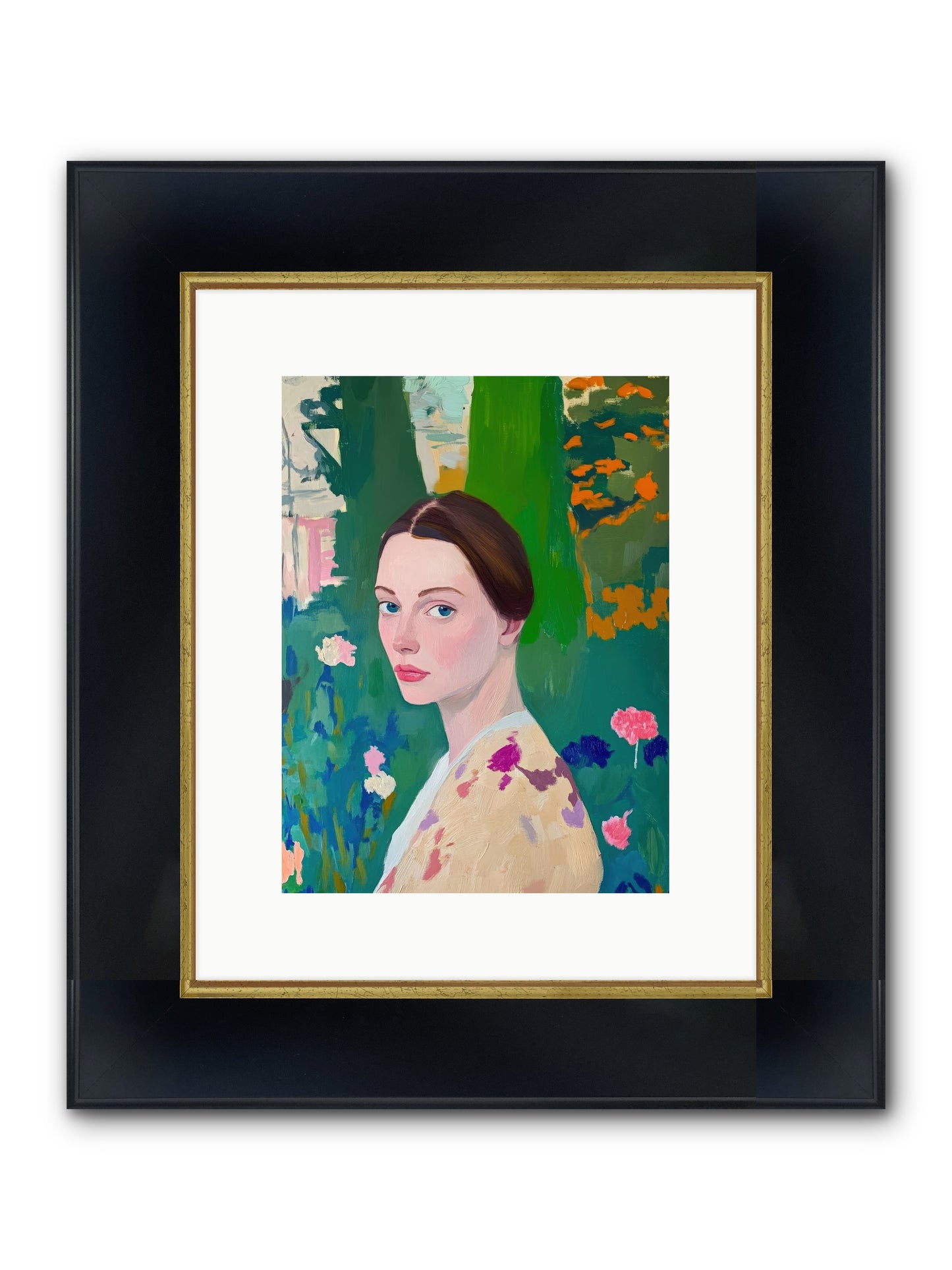 Lily Crane Framed Print - Wide Black w/Gold 9x12