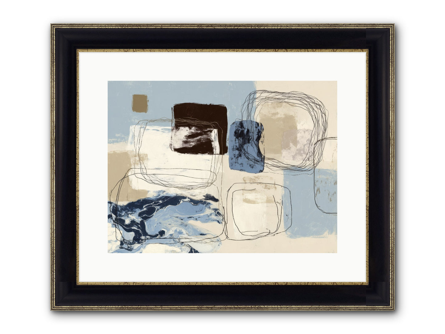 Liminal Rapture Framed Print - Black & Gold 16x12