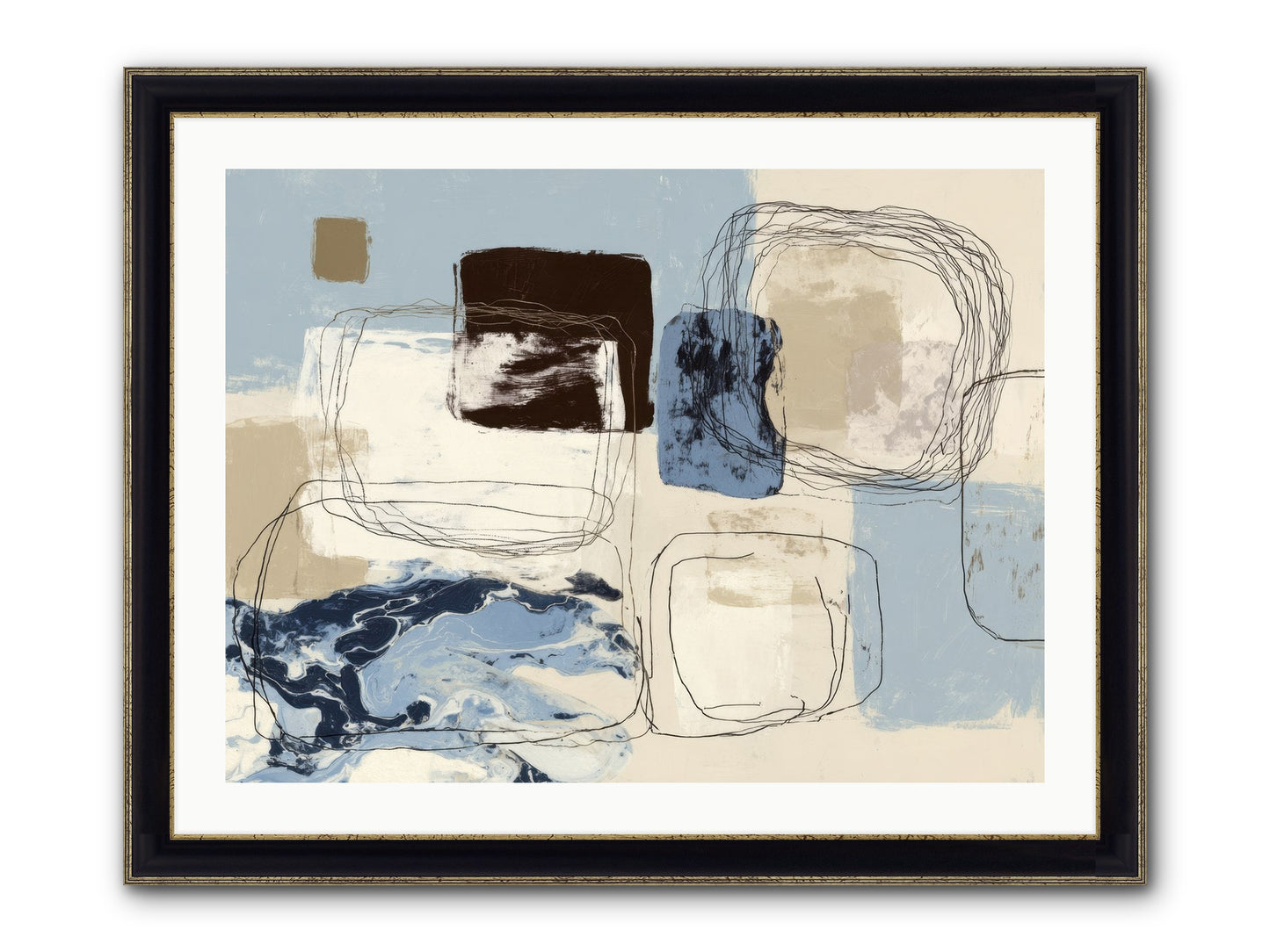 Liminal Rapture Framed Print - Black & Gold 32x24