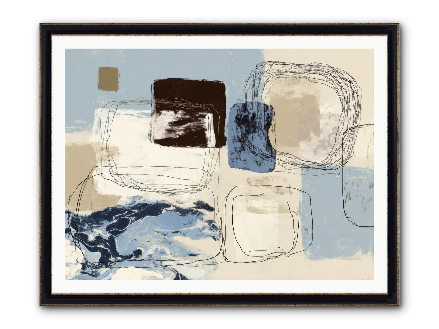 Liminal Rapture Framed Print - Black & Gold 48x36