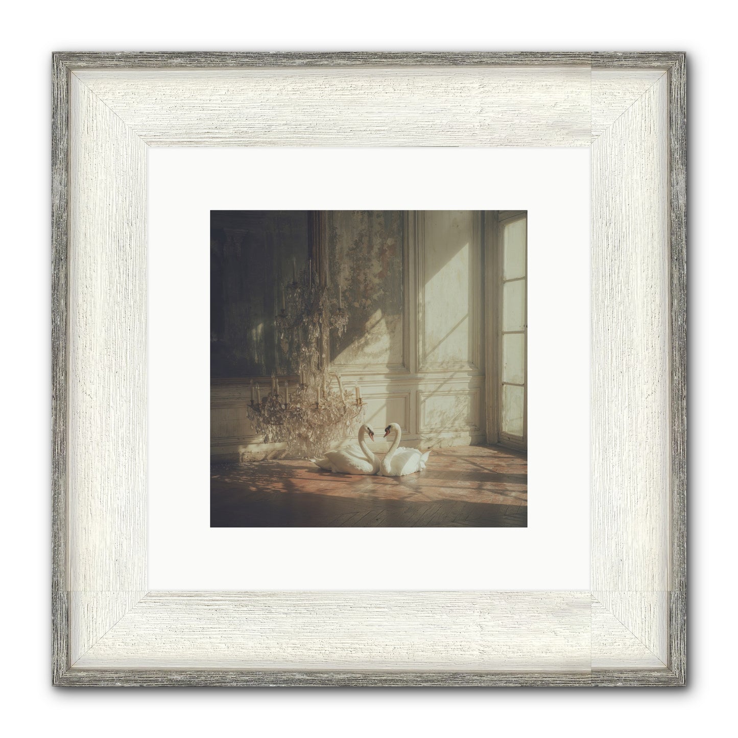 Linen Moon Framed Print - Driftwood White 10x10