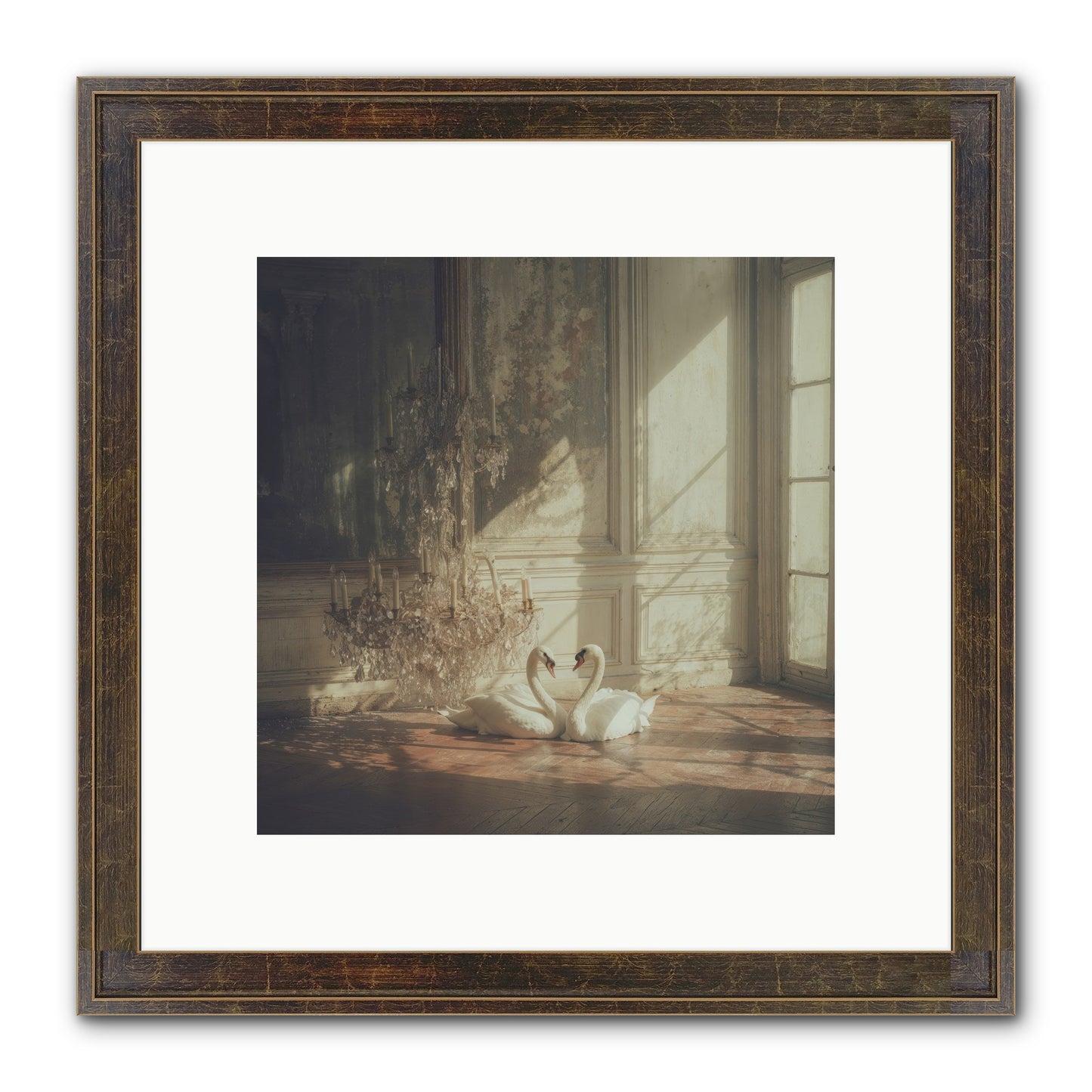 Linen Moon Framed Print - Slimwoods Black/Gold 10x10