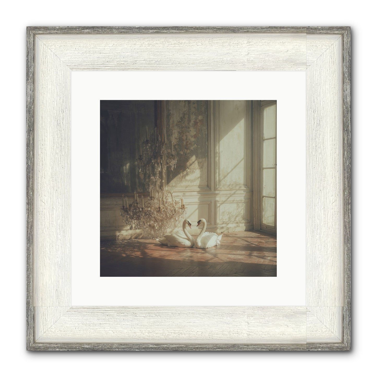 Linen Moon Framed Print - Driftwood White 12x12