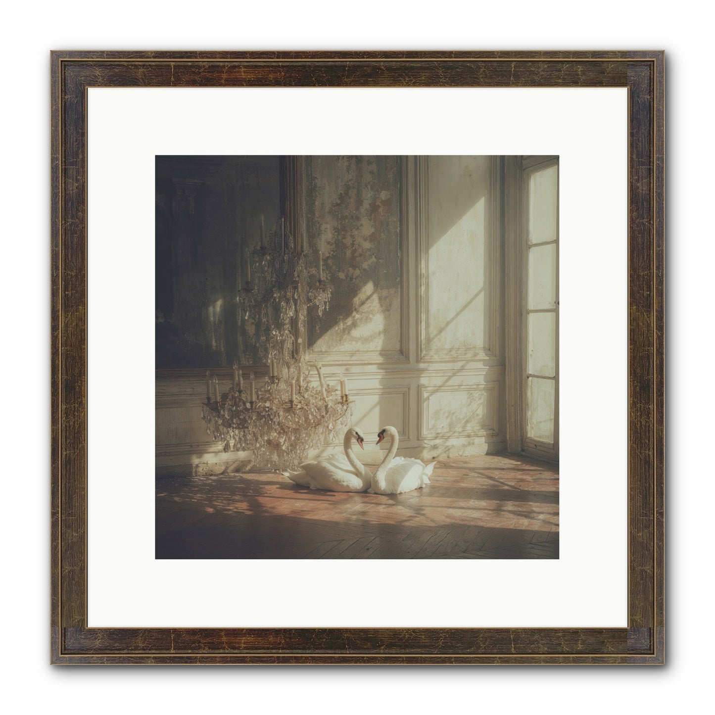 Linen Moon Framed Print - Slimwoods Black/Gold 12x12