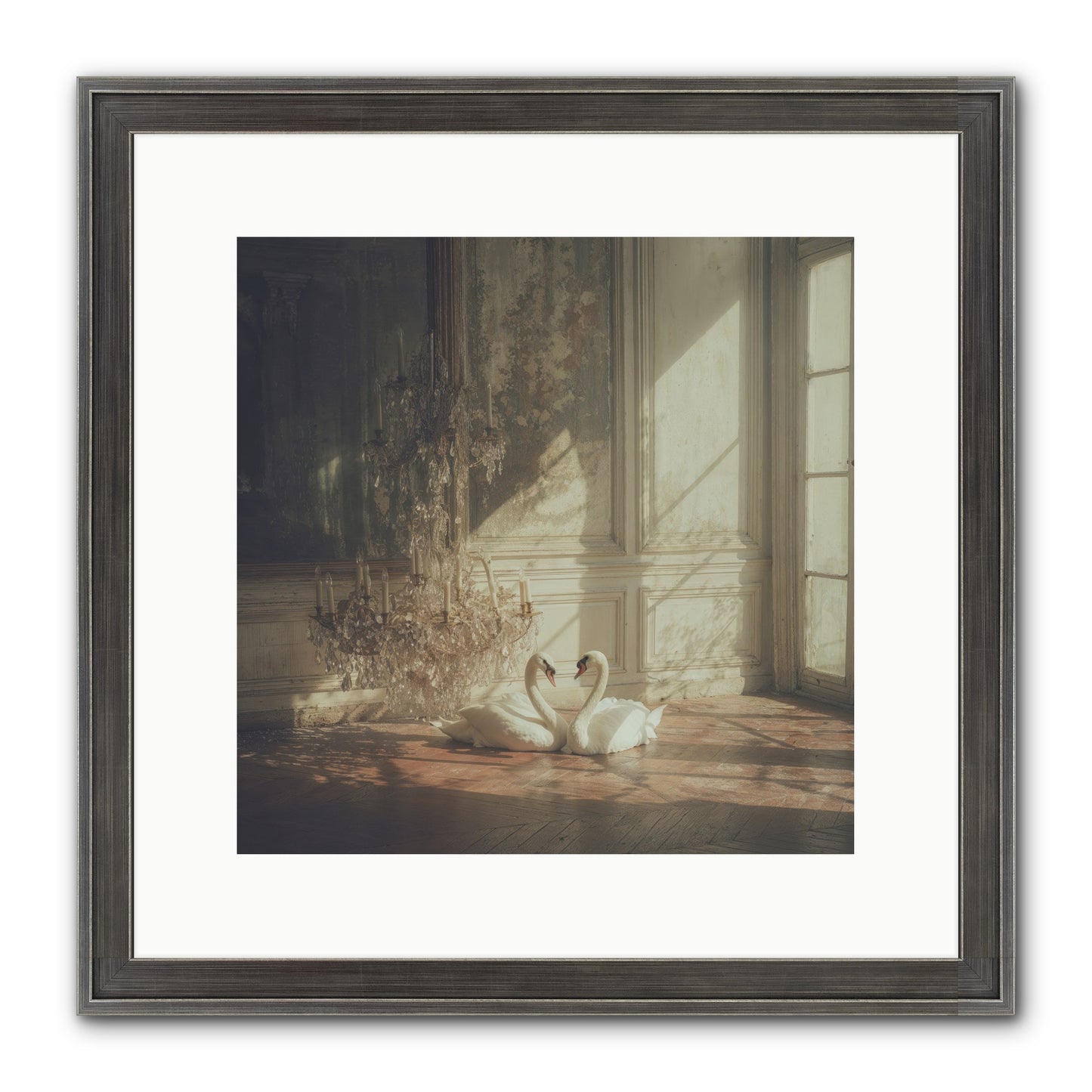 Linen Moon Framed Print - Slimwoods Black/Silver 12x12