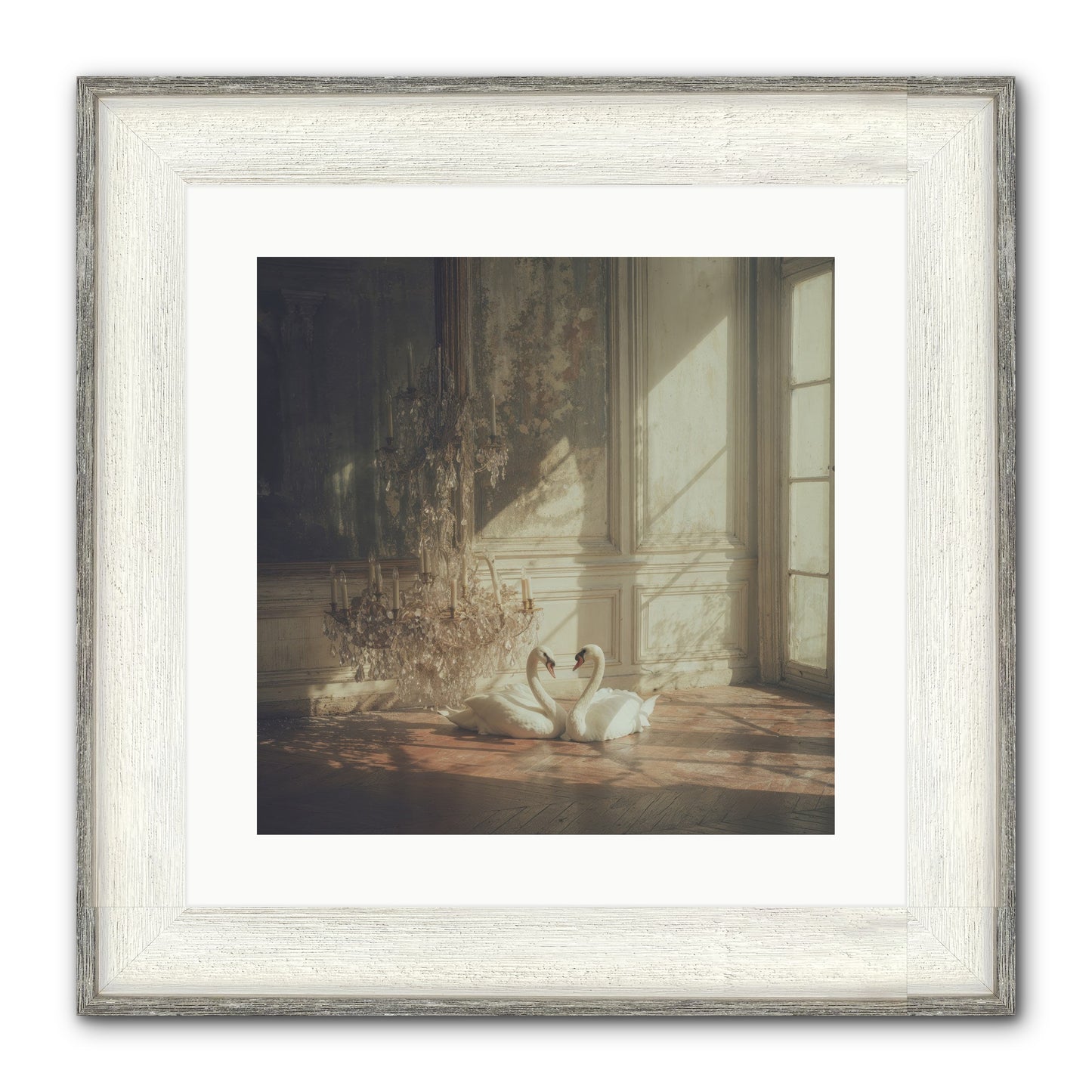 Linen Moon Framed Print - Driftwood White 16x16