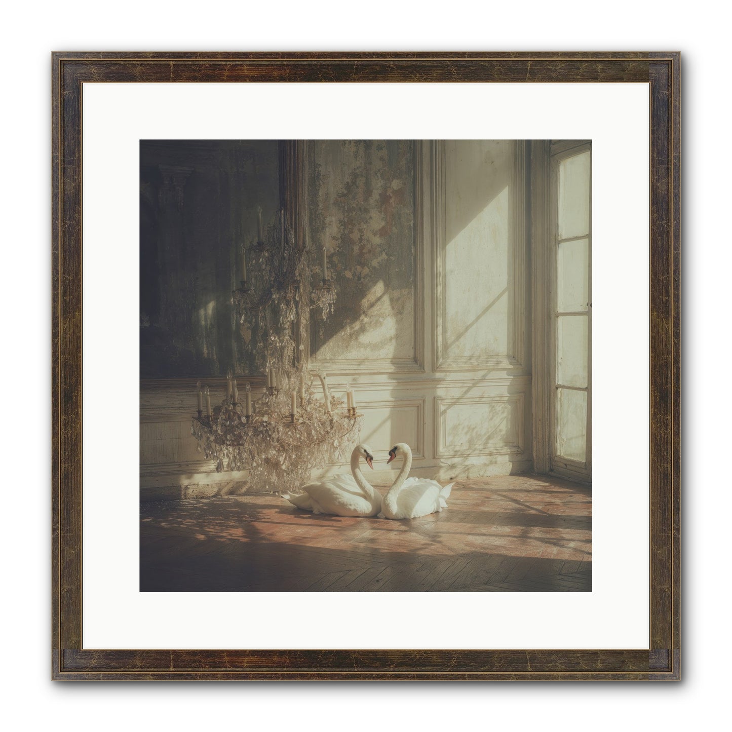 Linen Moon Framed Print - Slimwoods Black/Gold 16x16