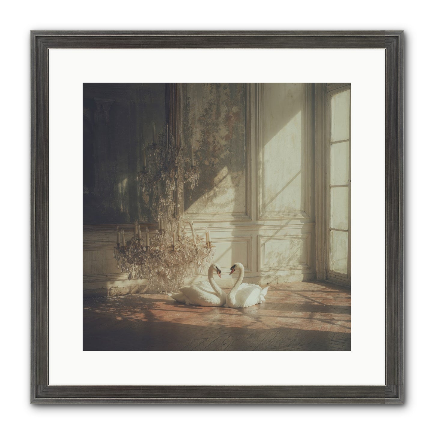Linen Moon Framed Print - Slimwoods Black/Silver 16x16