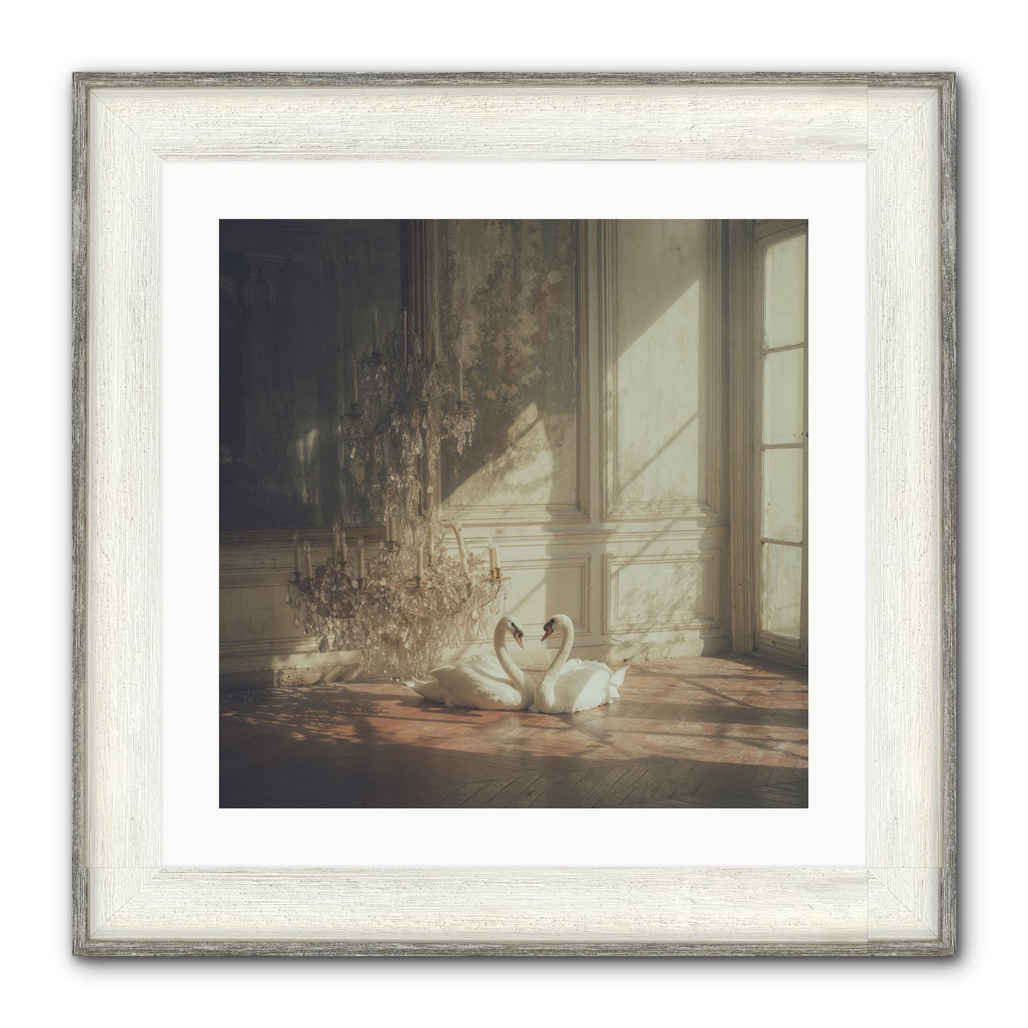 Linen Moon Framed Print - Driftwood White 20x20