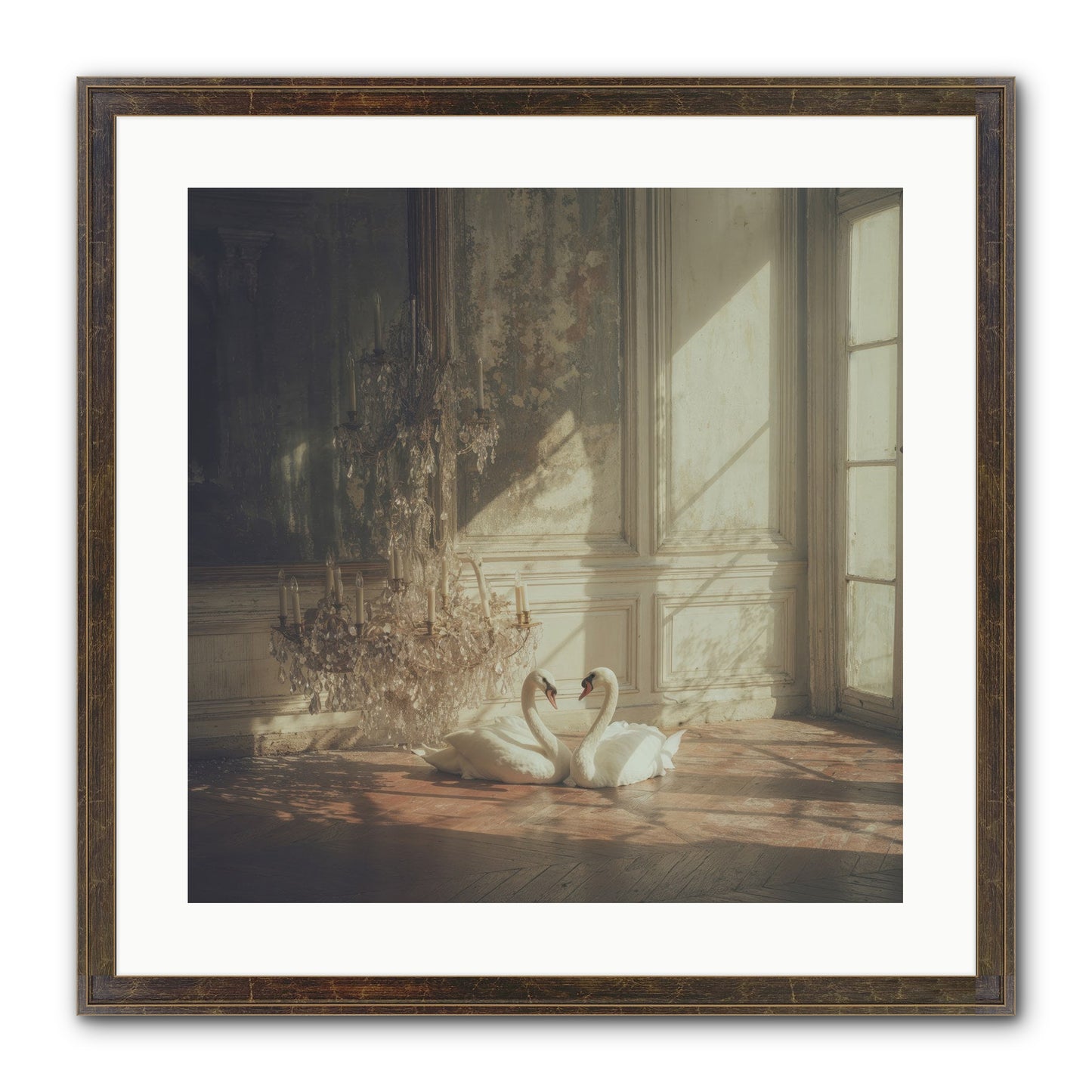 Linen Moon Framed Print - Slimwoods Black/Gold 20x20