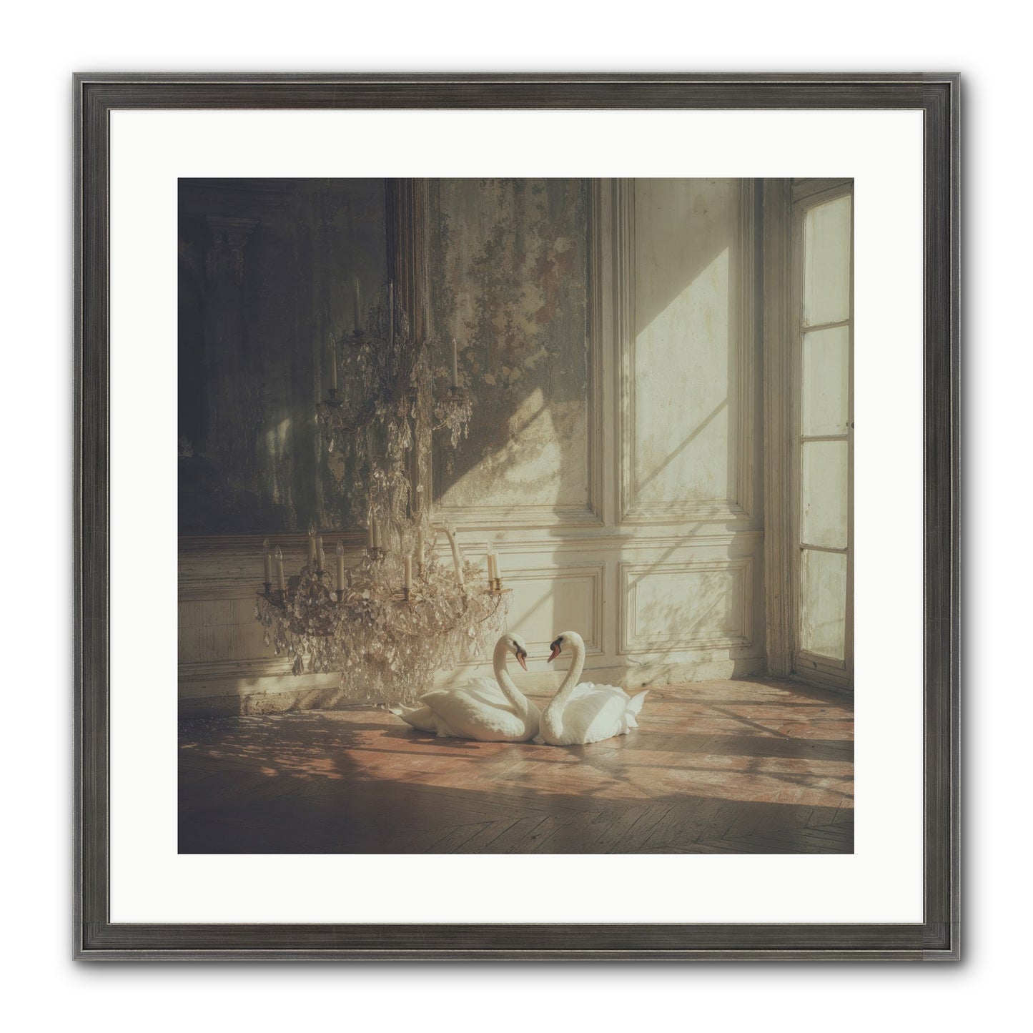 Linen Moon Framed Print - Slimwoods Black/Silver 20x20