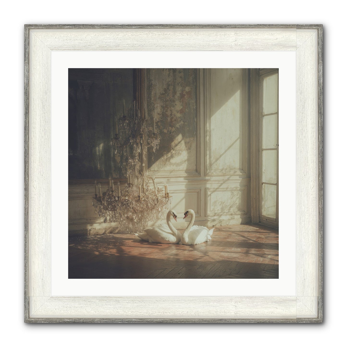 Linen Moon Framed Print - Driftwood White 24x24