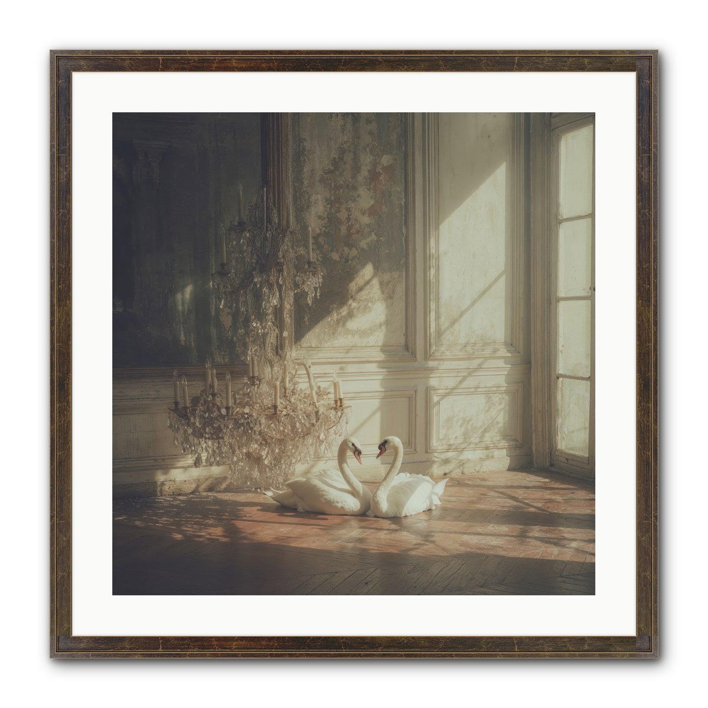 Linen Moon Framed Print - Slimwoods Black/Gold 24x24