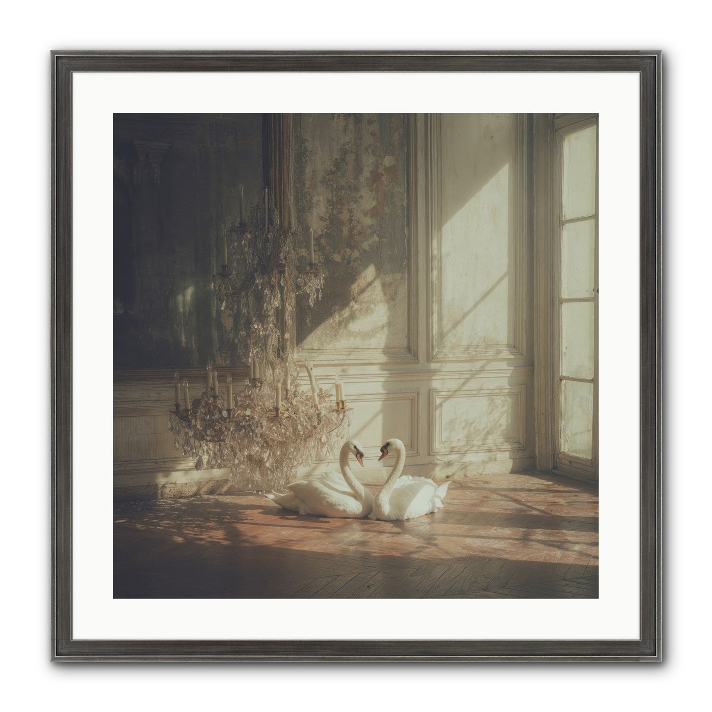 Linen Moon Framed Print - Slimwoods Black/Silver 24x24