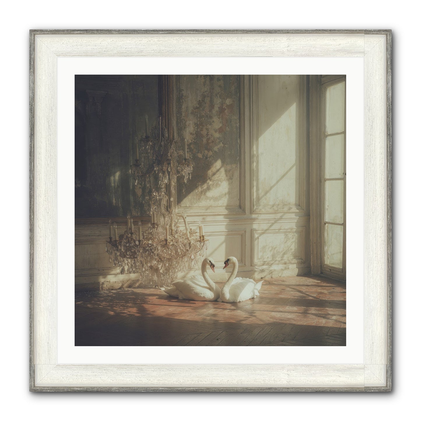 Linen Moon Framed Print - Driftwood White 30x30