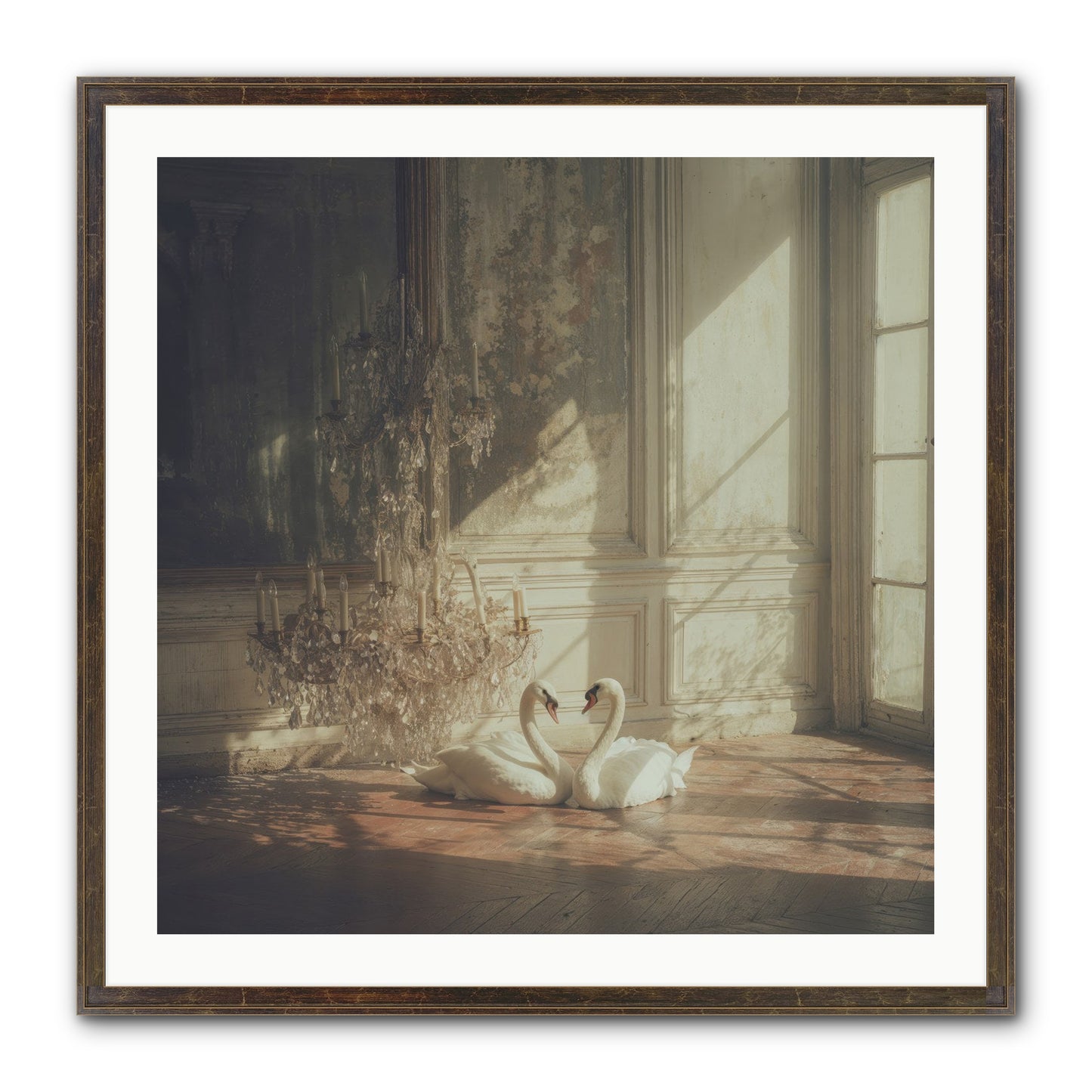 Linen Moon Framed Print - Slimwoods Black/Gold 30x30