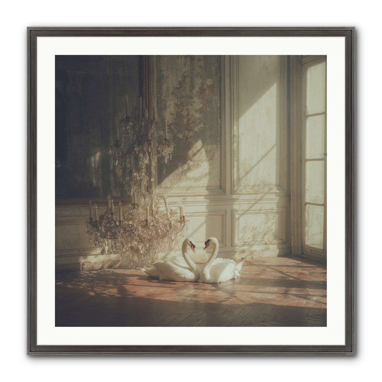 Linen Moon Framed Print - Slimwoods Black/Silver 30x30