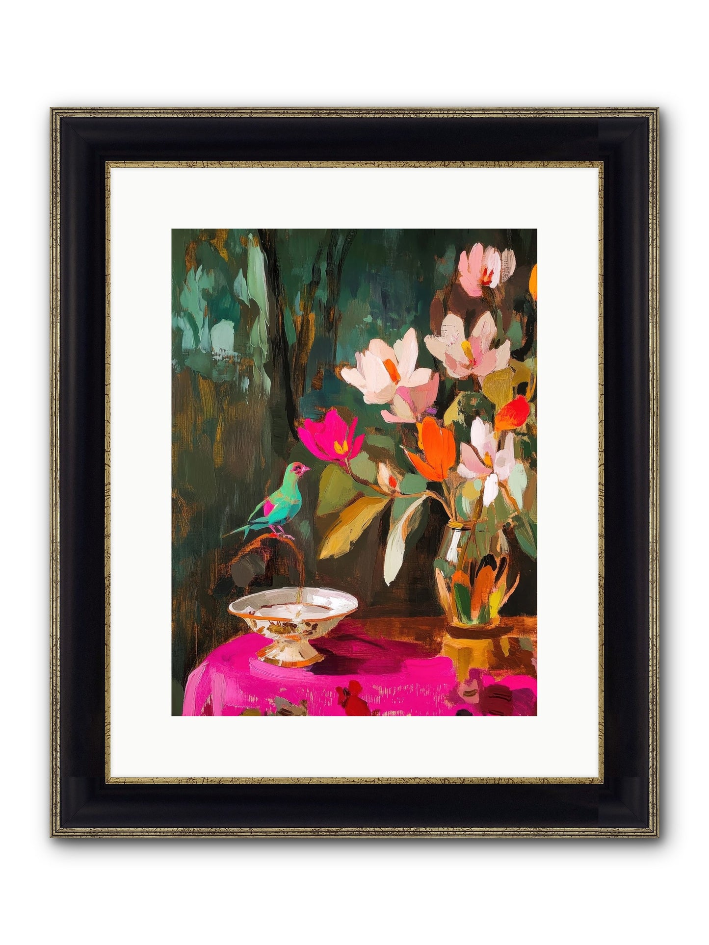 Lingering Spring Framed Print - Black & Gold 12x16