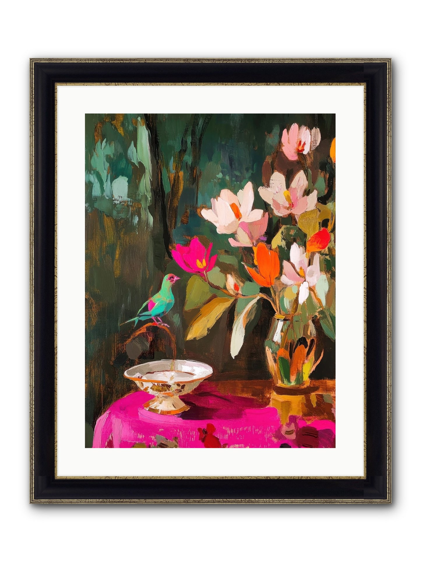 Lingering Spring Framed Print - Black & Gold 18x24