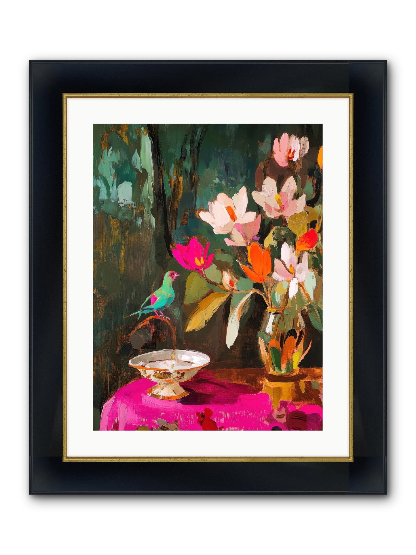 Lingering Spring Framed Print - Wide Black w/Gold 18x24