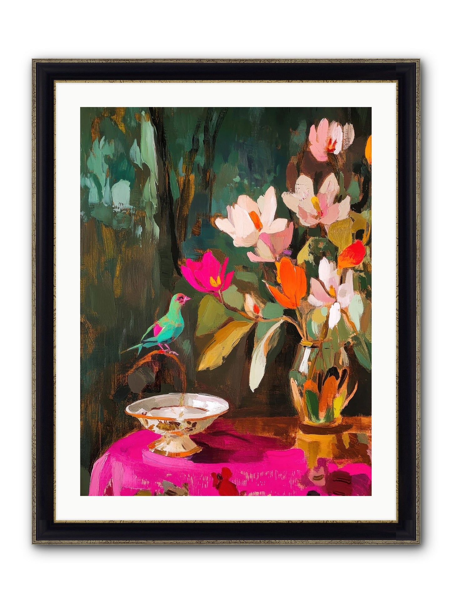Lingering Spring Framed Print - Black & Gold 24x32