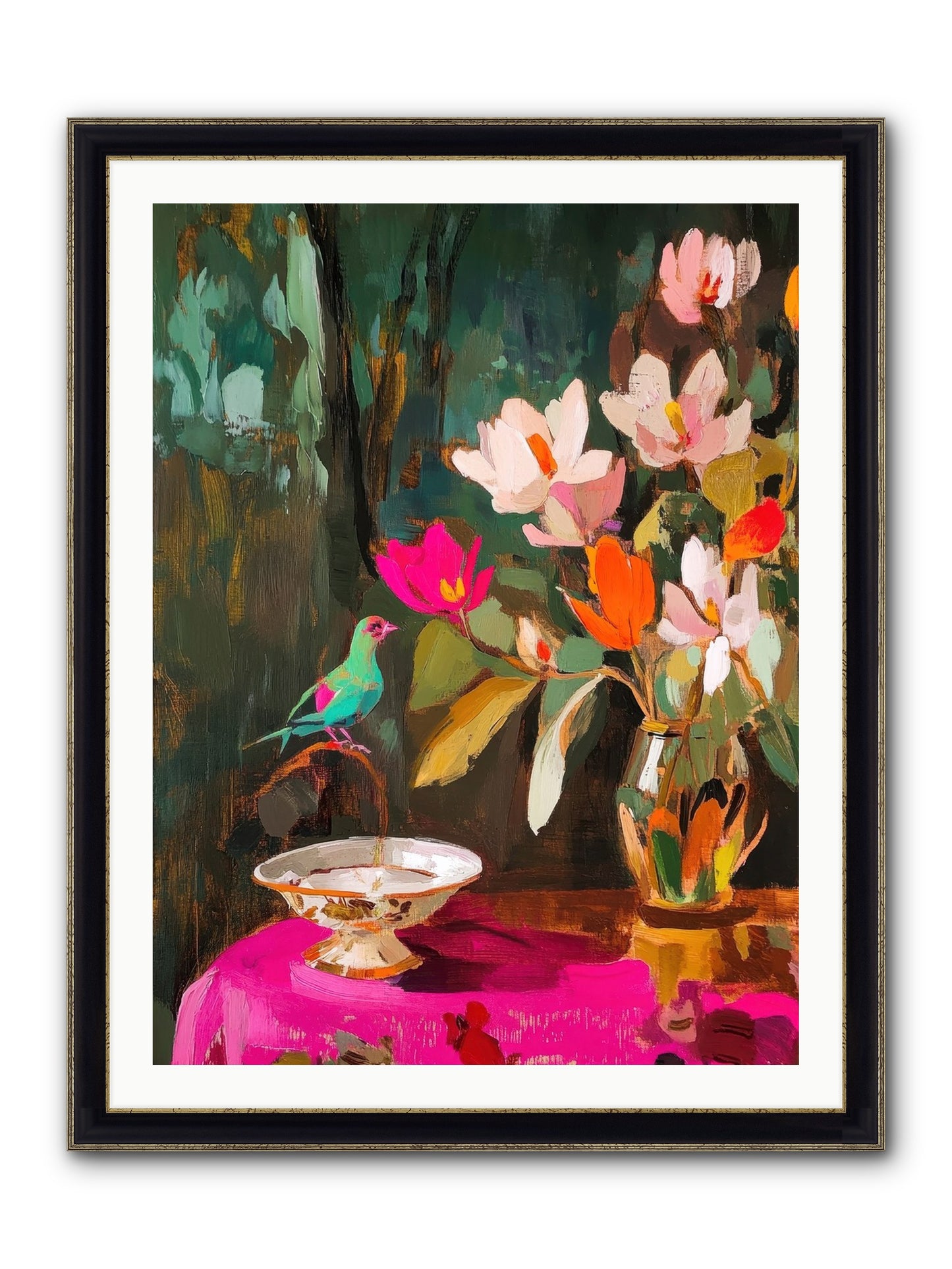 Lingering Spring Framed Print - Black & Gold 30x40